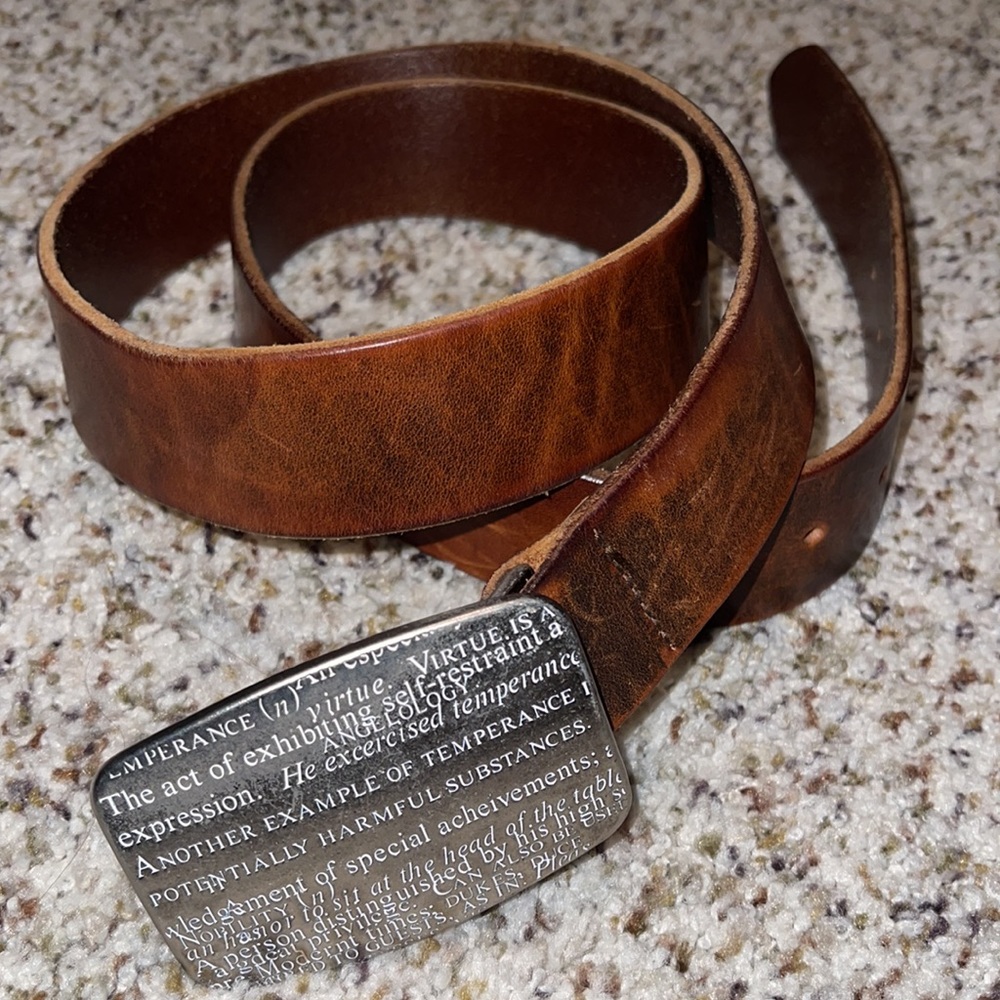 Express Design Studio Temperance Brown Leather Belt Mens sz 38